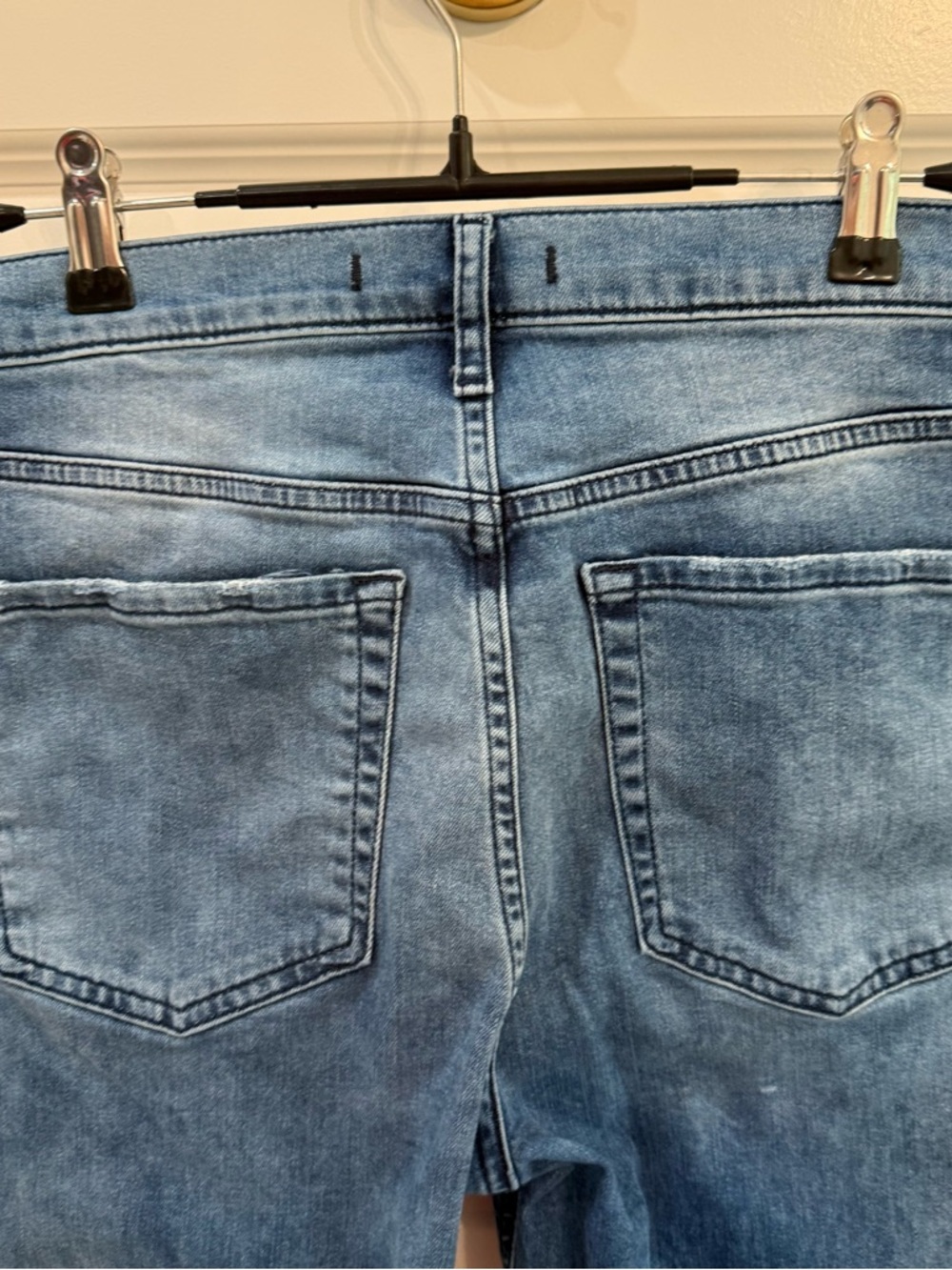 Free People High Rise Distressed Knee Skinny Jeans 90s Vintage Y2K Blue - Picture 6 of 10